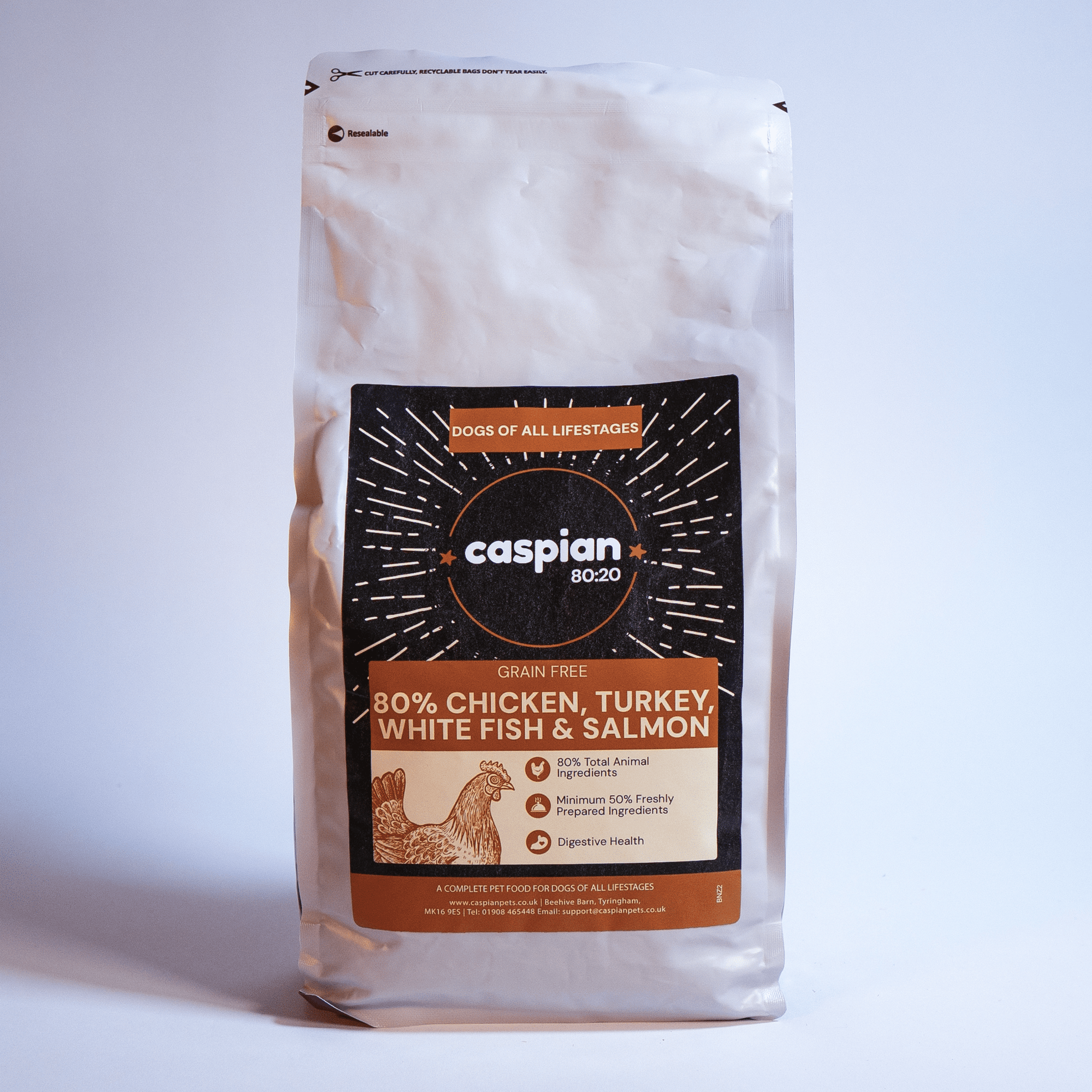 80% Chicken, Turkey, White Fish and Salmon Complete Grain Free Dog Food