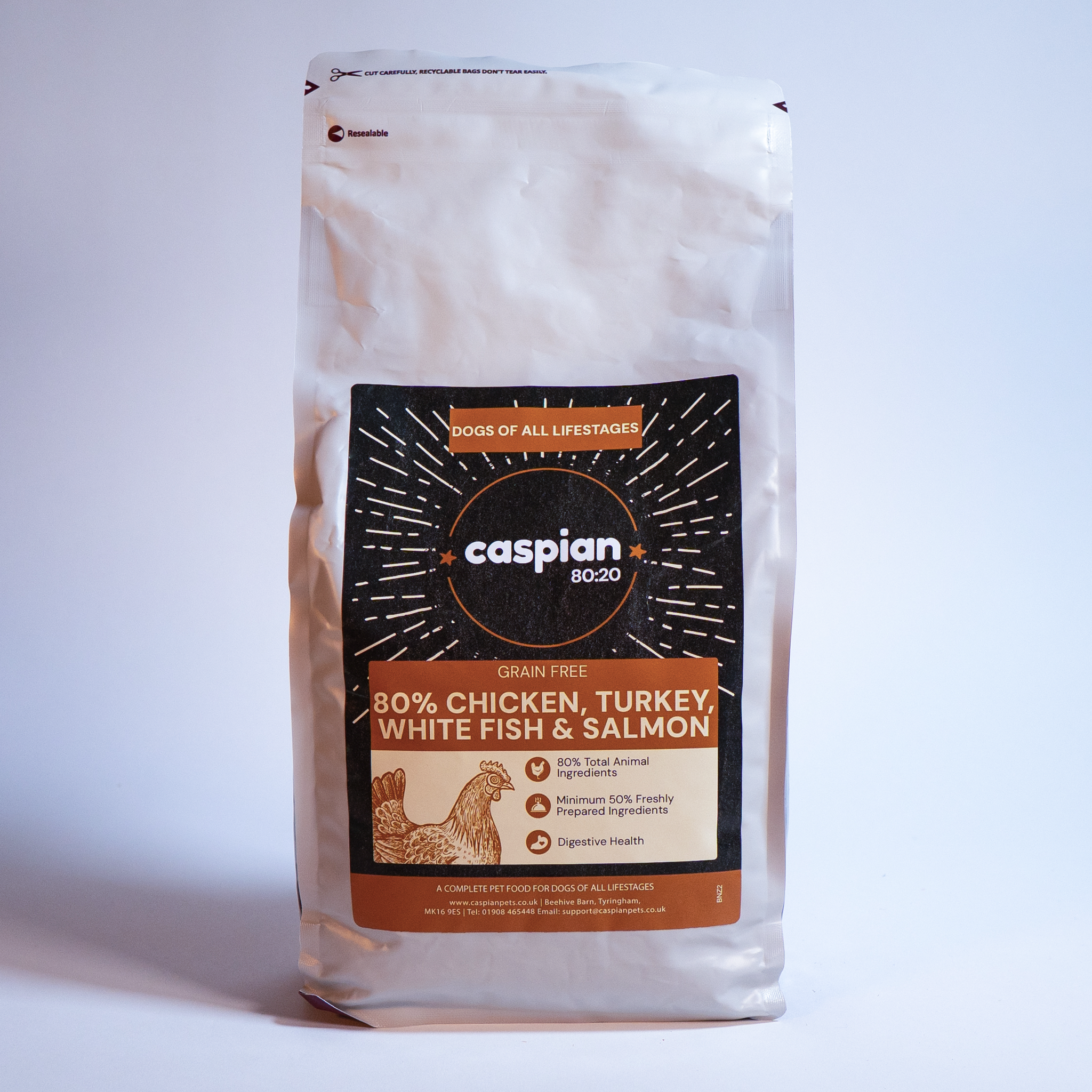 80% Chicken, Turkey, White Fish and Salmon Complete Grain Free Dog Food